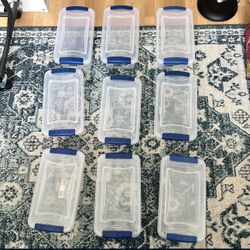 NEW  Sterlite Storage Containers with Latch Lids — FULL SET OF 9 