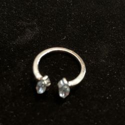 Stylish Silver Colored Toe Ring Or Pinky Ring With Clear Stones
