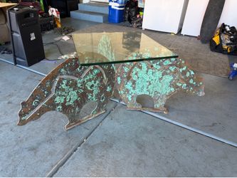 Bear shaped glass coffee table