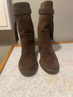 Women’s Brown Suede Michael Kors Mid-Calf Boots with Fringe