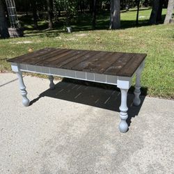 Chunky Gray Upcycled Farmhouse Coffee Table or Bench