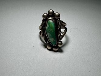 Vintage Sterling Silver Green Turquoise Ring Size 6