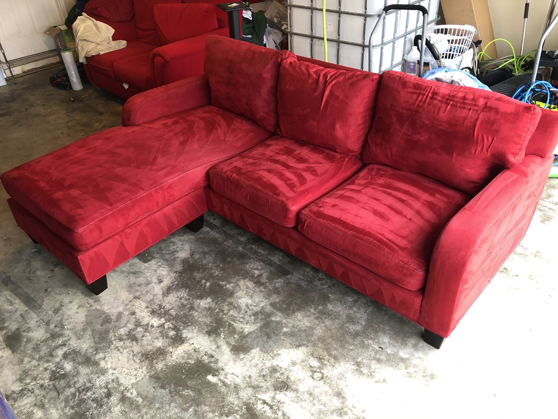 Beautiful Red Sectional Couch W/ Chaise