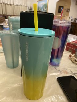 Starbucks Yellow And Blue Ombré Tumbler