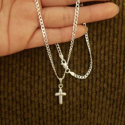 Women's 925 Sterling Silver Necklace w/ Cross Charm 18"/20" Available $86 ea. Plata 925 Cadena & Dije Cruz Para Dama 18"/20" $86 c/u