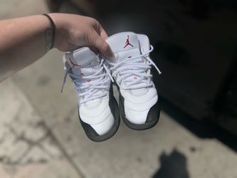 Air Jordan 12 White Black Red Sneakers
