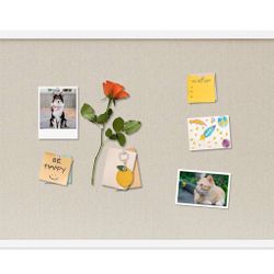 Cork Board with Linen White,Bulletin Board 30"x20" Hanging Corkboards for Office Home School Message Board or Vision Board Decoration