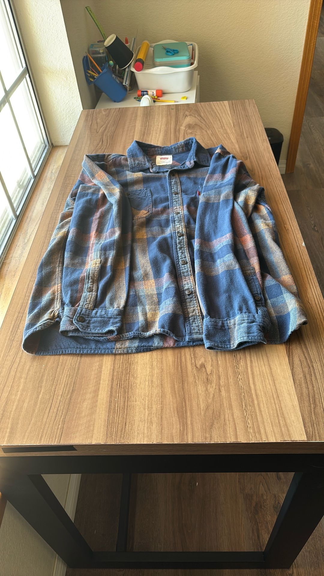 Plaid Dress Shirt Long Sleeve Size L