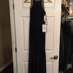 Black gown with gold sparkles