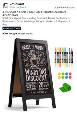 4 Thought A-Frame Double-Sided Magnetic Chalkboard 40x20