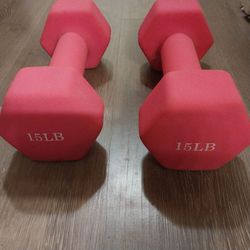 Two 15 lb hand weights