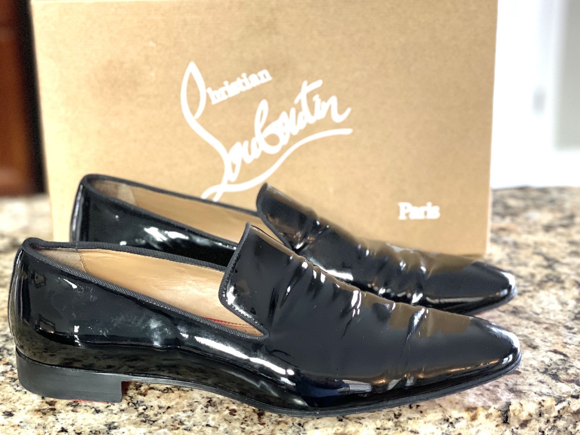 Men’s Christian Louboutin Size 11 Dandelion Dress Black Patent Leather Loafers Size 44 European