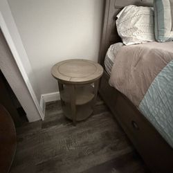 Pair of CITY Furniture Round Nightstands / End Tables - Light Tone Wood