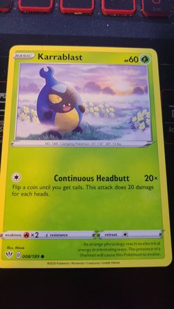 Karrablast Pokemon Card - 008/189 darkness ablaze - kids toy gift tcg Nintendo game xmas new
