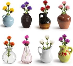 Cute Mini Ceramic Vase Magnets for Fridge, Funny Small Plant Magnets, Tiny 3D Plant Vase for Refrigerator Decoration Kitchen Locker Kitchen Office (8