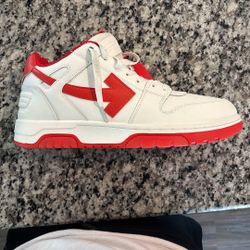 Red And White Out The Office Low Tops