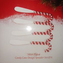 Candy Cane Silver Plated Spreader Set Of 4