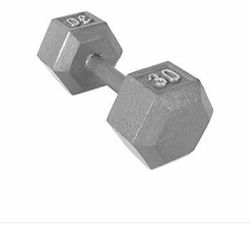 Barbell Cast Iron Solid Hexagon Gray Dumbbells, Strength Training Free Weights Set of 2