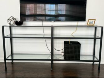 Modern Console Table - Black Metal and Glass