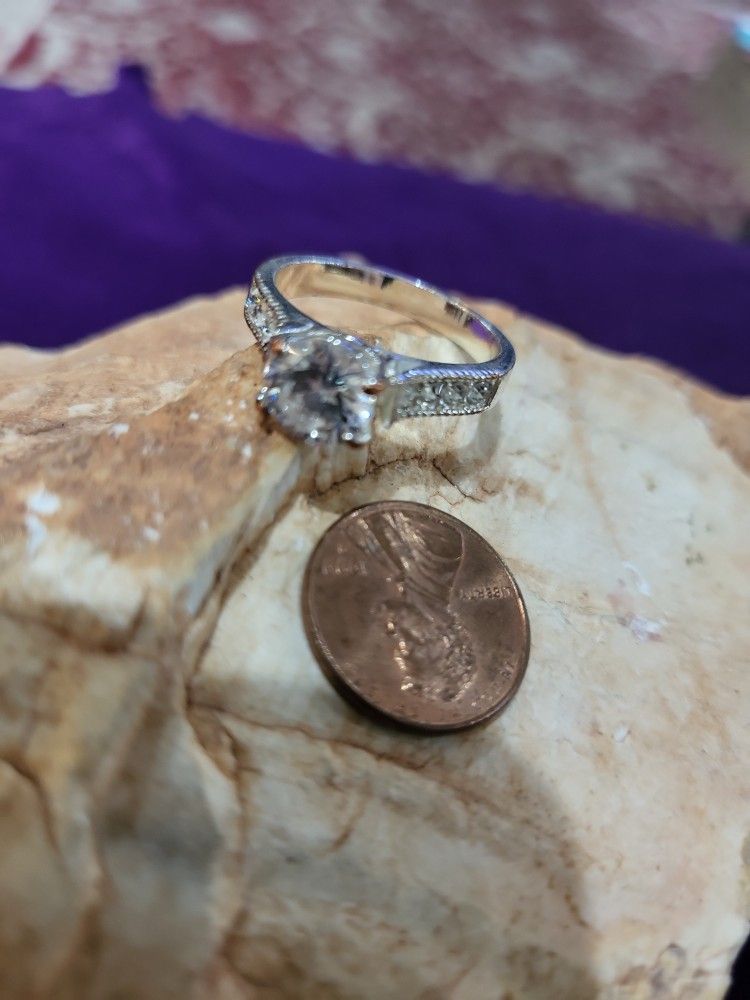 Ladies Silver Engagement Ring