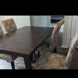 Wooden Dining Table With 4 Chairs 