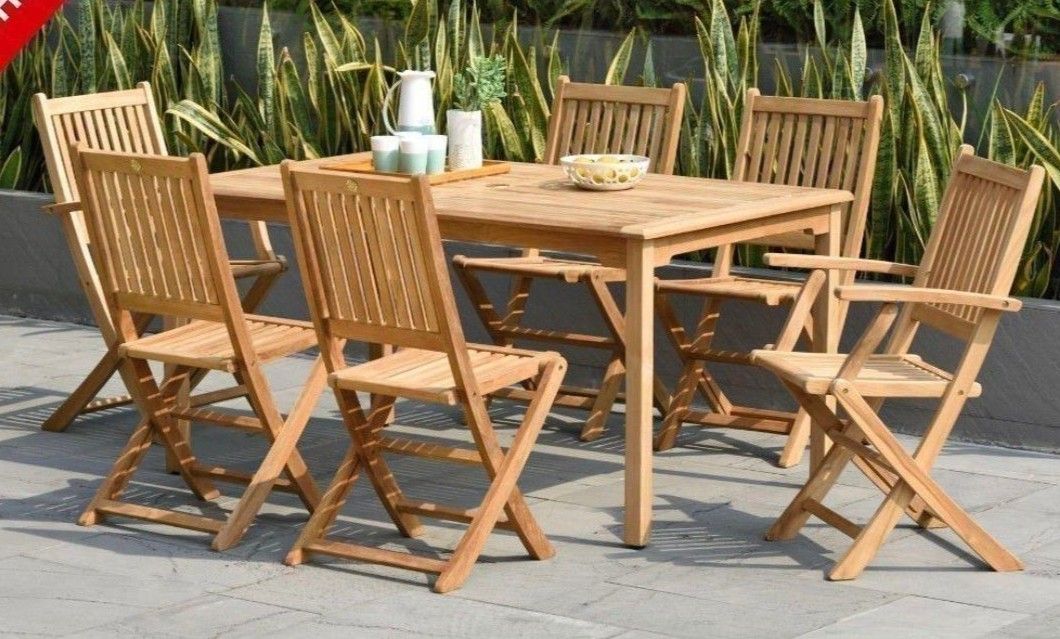 BRAND NEW 100% FSC Solid Teak 6-Person Patio Dining Set