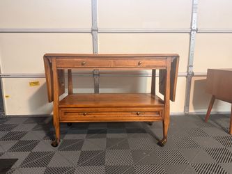 Vintage White Fine Furniture Solid Wood Bar Cart / Serving Cart