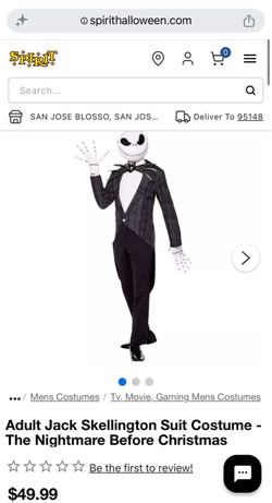 Jack Skelington Halloween Costume (Adult Size XL)