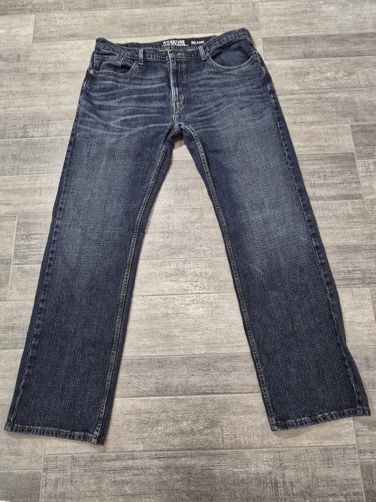 Levi Strauss Men's Signature Relaxed Fit Jeans Blue Denim, Size 38x34