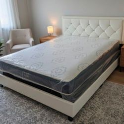 New Bed Frame Size Queen Diamond Headboard Platform Bed Frame Mattress Included Free Box spring 