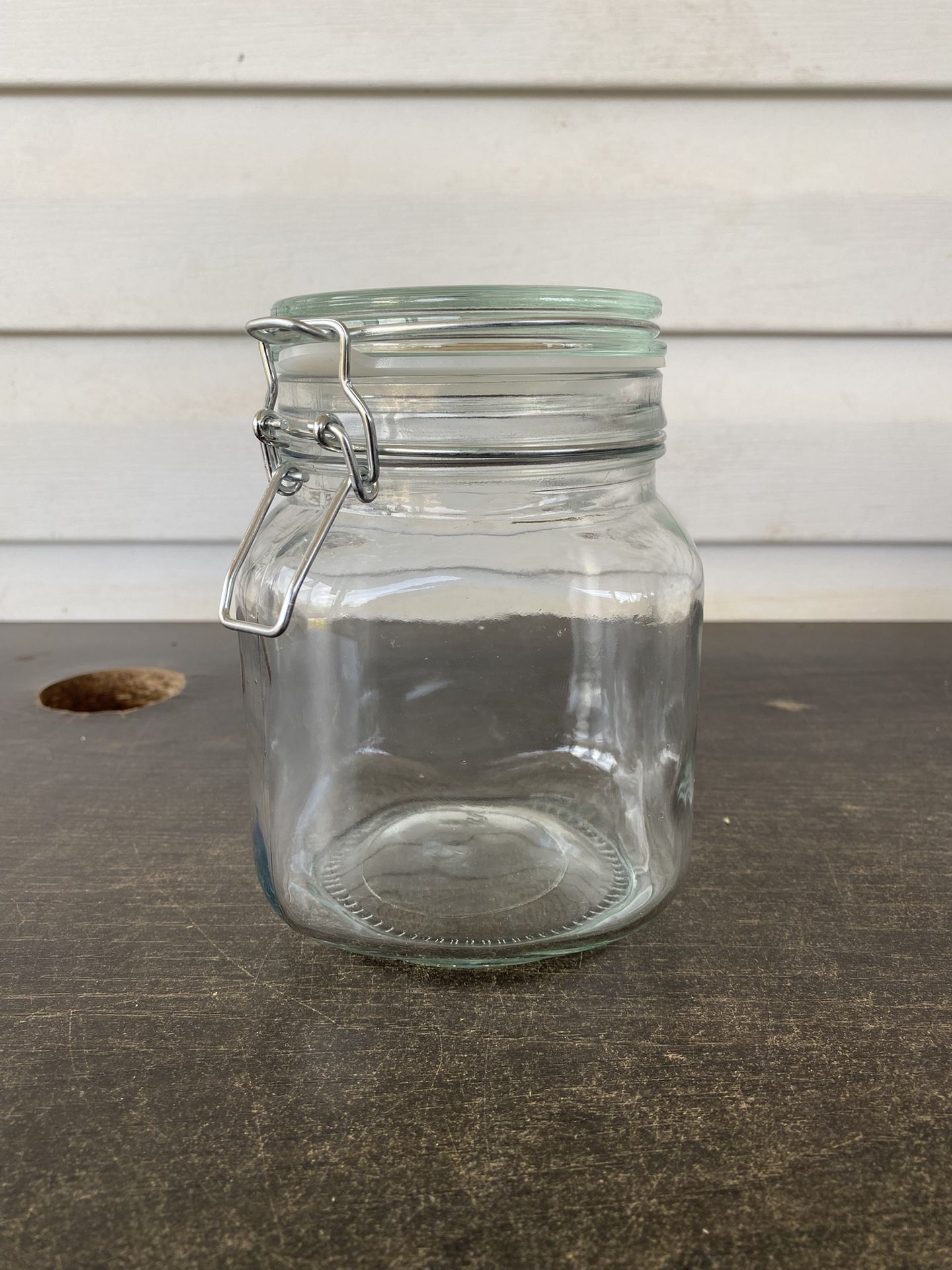 Hinged Lid Clamp Airtight Sealed Jar Food Storage Canister Glass 32 OZ