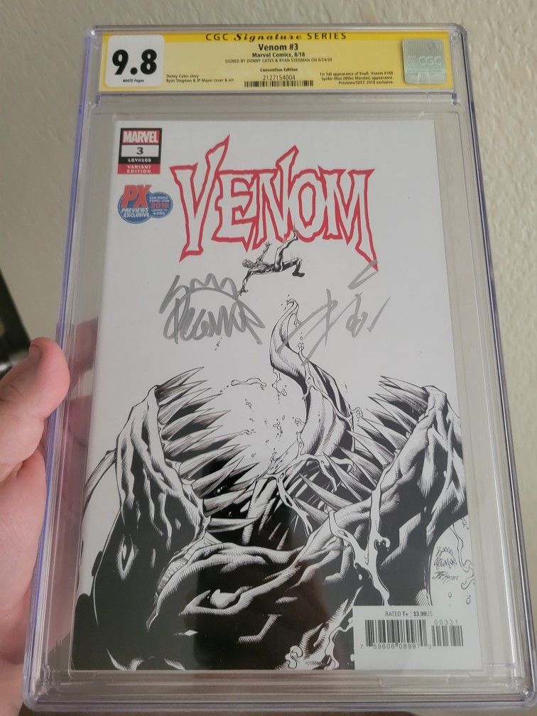 Venom 3 San Diego Comic Con Edition 1st Appearance Of Knull 9.8 Cgc Comic Book Signed By Donny Cates And Ryan Stegman 