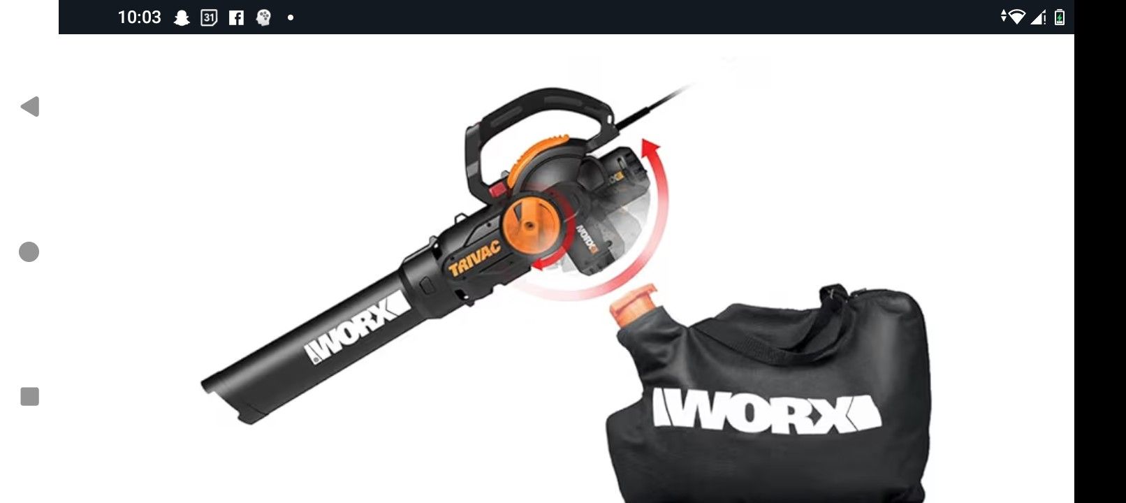 Worx Corded Trivac Leaf master Blower Vacuum And Mulcher In One --Powerful!