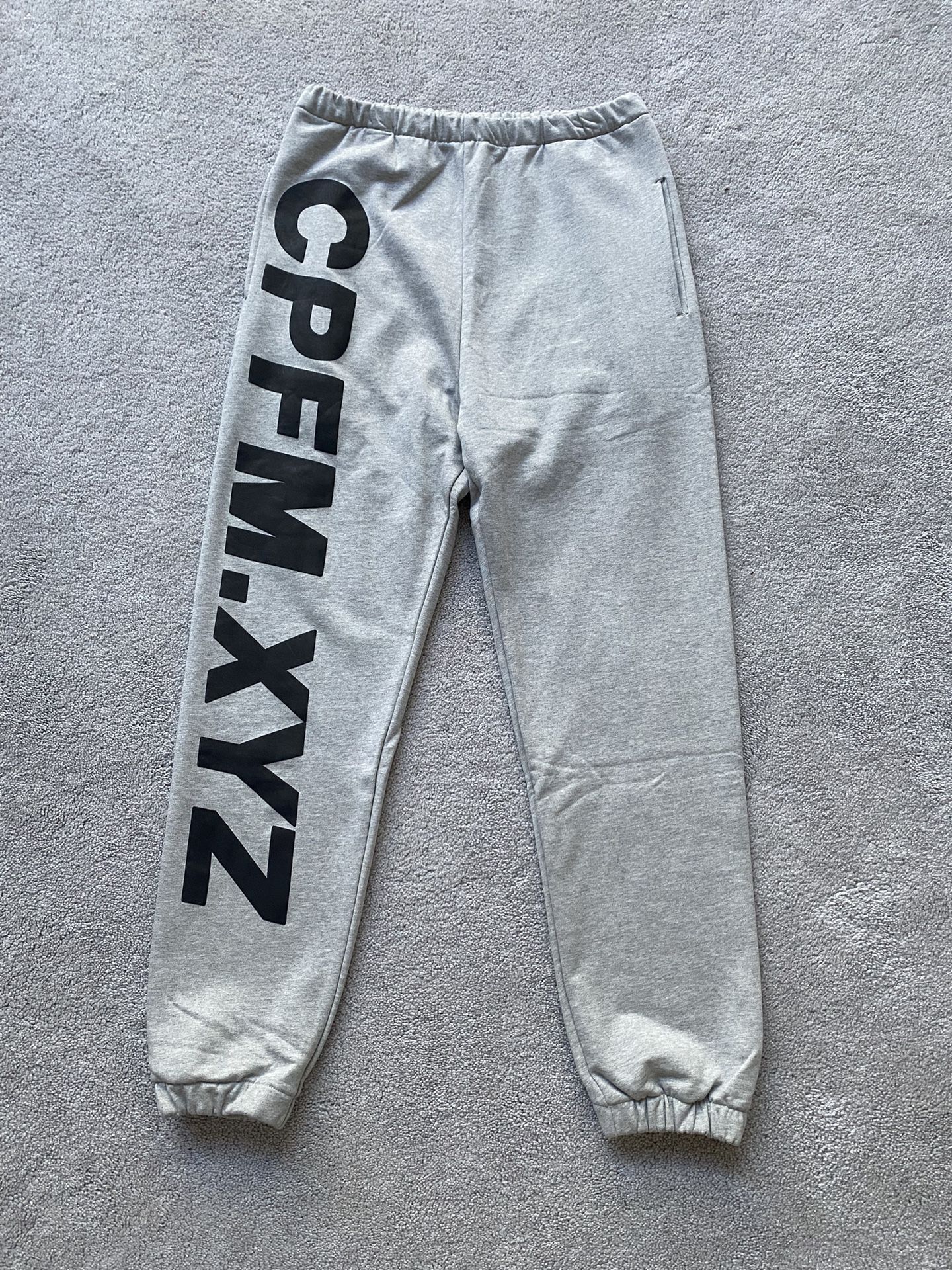 Brand New CPFM XYZ Sweatpants 30 34 Inch Waist Stretchy Men’s Large Gray + Drawstrings + Measurements