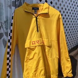 Forever 21 Yellow Checkered Windbreaker Jacket