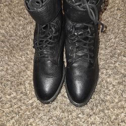 Vince Camuto Women's Talorini Motorcycle Boots Black Leather Lace Up Studded Size10M