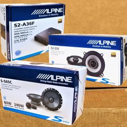 🚨 No Credit Needed 🚨 Alpine 4 Channel Amplifier S Series 5 1/4" Coaxials & 6 1/2" Component Speaker Package 🚨 Payment Options Available 🚨