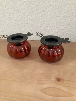 Fall Decoration Pumpkin Candleholders Set
