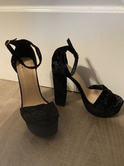 Black High Heels Thick Heel