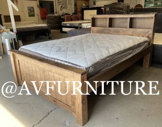 Solid Wood Full Bed And Mattress