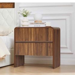 Flute 2 Drawer Dresser,Mid Century Modern Small Nightstand with 2 Drawer for Bedroom, Wood Side Tabl