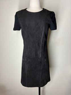 BCBG MaxAzria Black Faux Suede Mini Dress with Zipper Detail