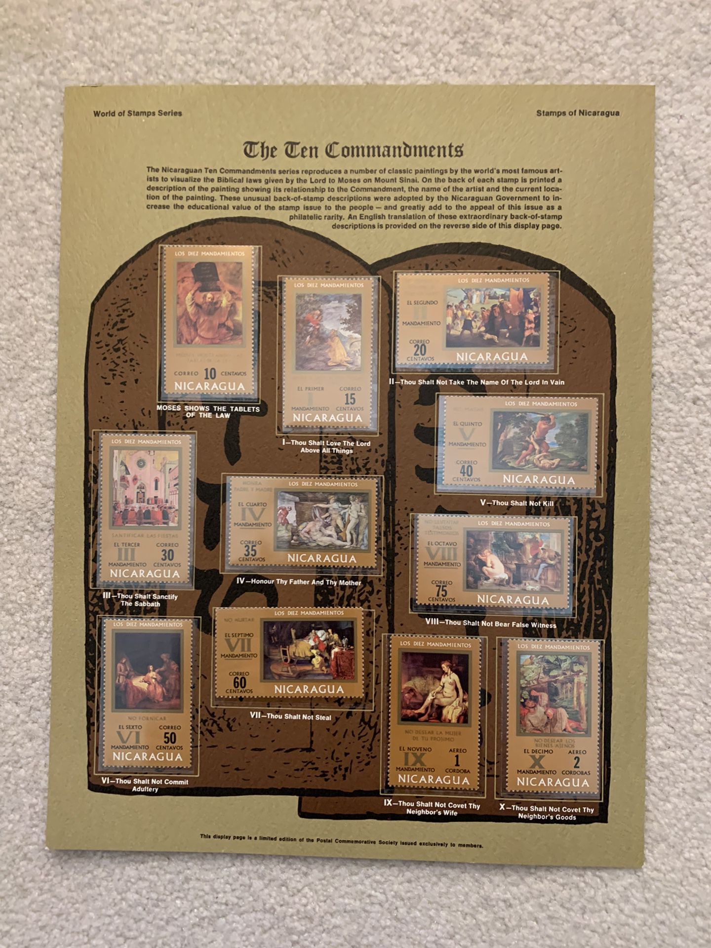 THE TEN COMMANDMENT As Depicted In The World Of Stamps IN MINT CONDITION