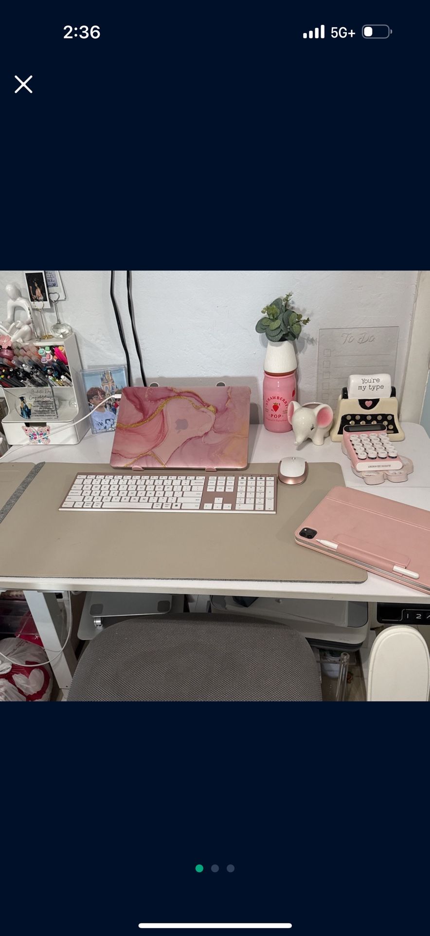 Electric Office Desk -white-
