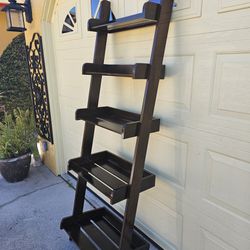5 Tier solid wood leaning bookcase/plant shelf 
