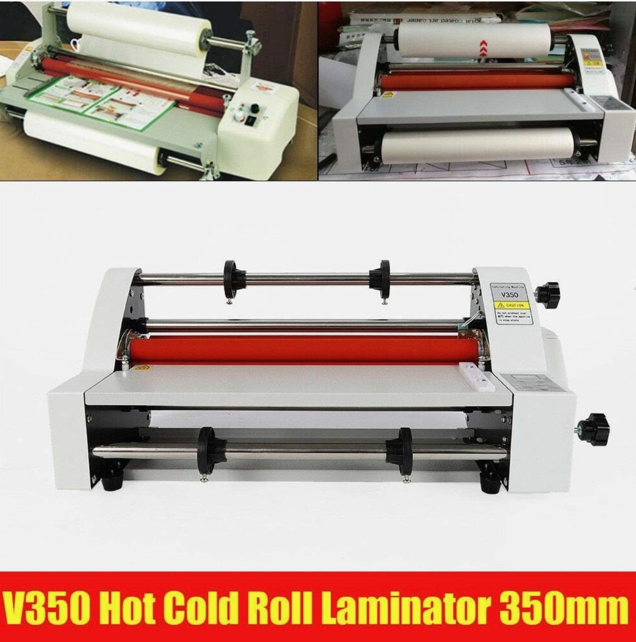 Laminator, V350 13" Hot Cold Roll Laminator 4 Rollers Digital Display Single&Dual Side Heat Laminating Machine for BOPP PTE Film 110V