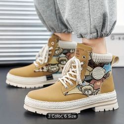 Bear Pattern Casual Shoes High Top Sneakers