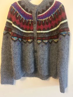 Multicolor Fair Isle Knit Cardigan Sweater