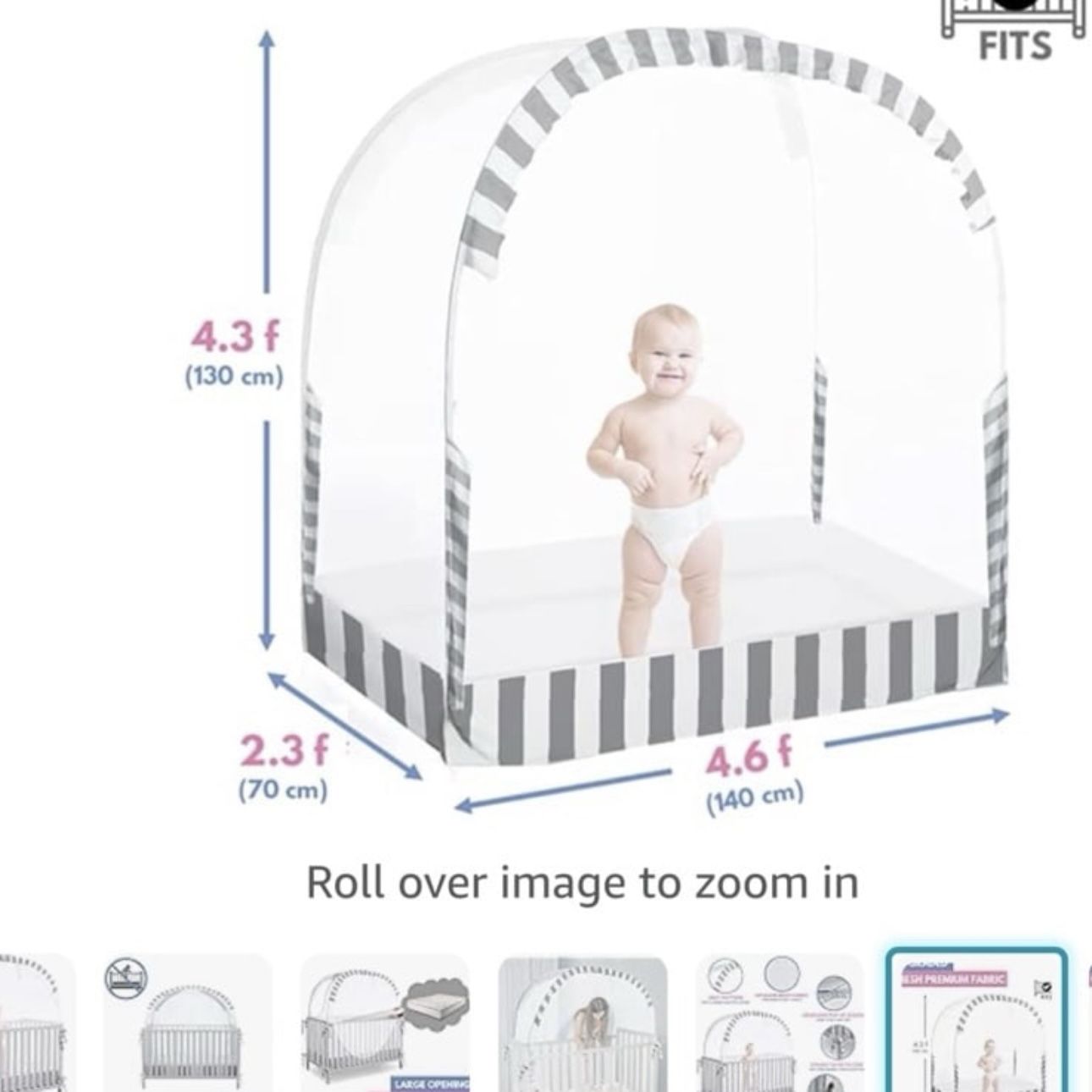 Bebo beba Baby Safety Pop up Crib Tent | Premium Crib Net to Keep Baby from Climbing Out | Upgraded Mesh