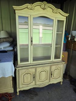 Vintage French Provincial China Cabinet Hutch